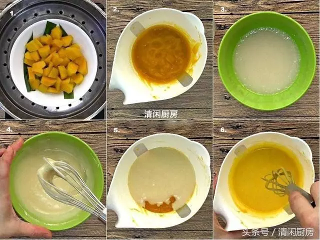 自製金瓜糯米糕的做法，顏色金黃，口味香糯軟滑!!