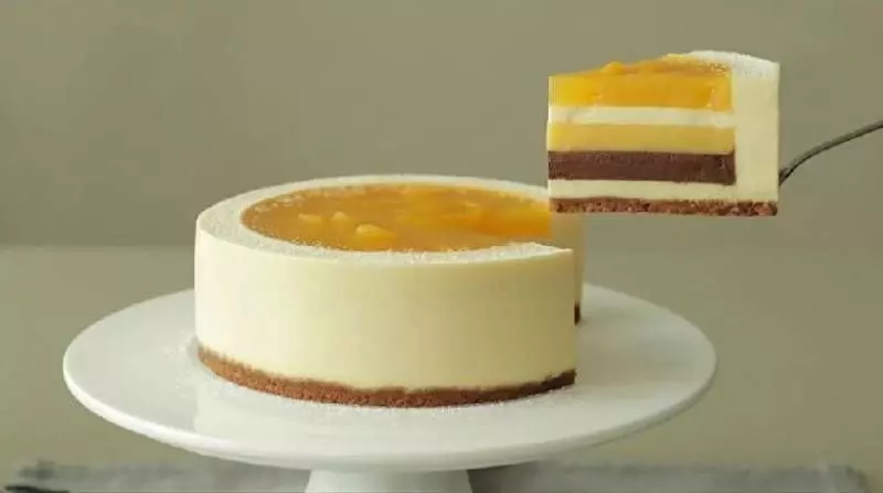 芒果巧克力芝士蛋糕，一口蛋糕，藏著五種滋味！
