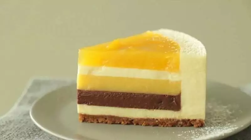 芒果巧克力芝士蛋糕，一口蛋糕，藏著五種滋味！